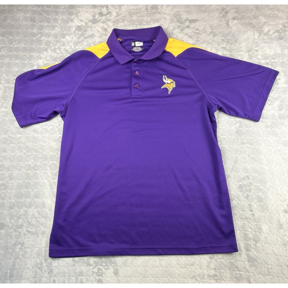 Minnesota Vikings NFL Team Apparel Mens XL Polo Shirt Purple Gold Embroidered
